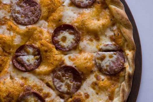 pepperoni pizza with melted cheese close up